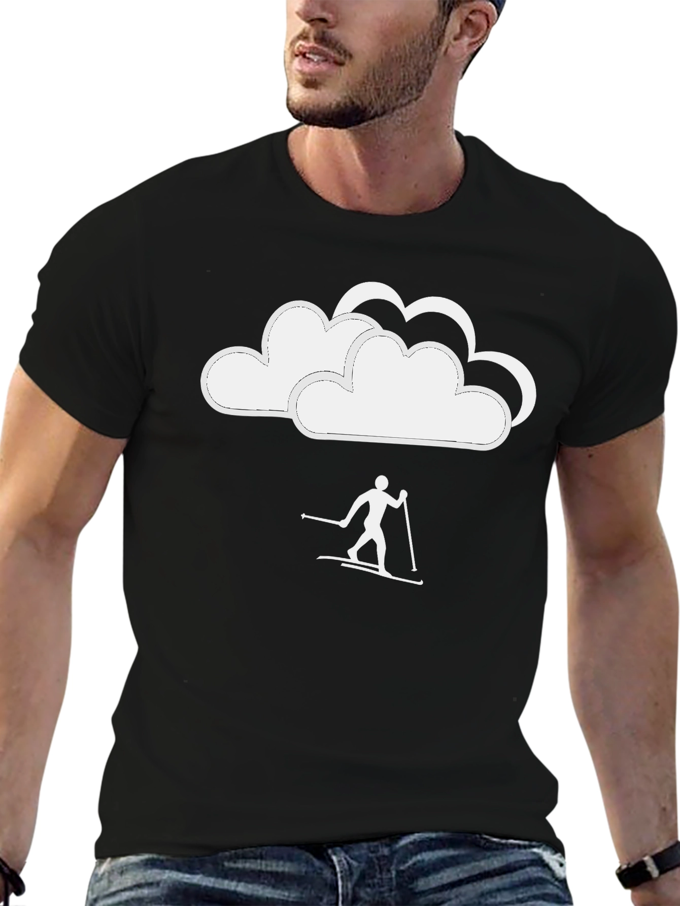 Skiing in the Clouds Graphic T-Shirt