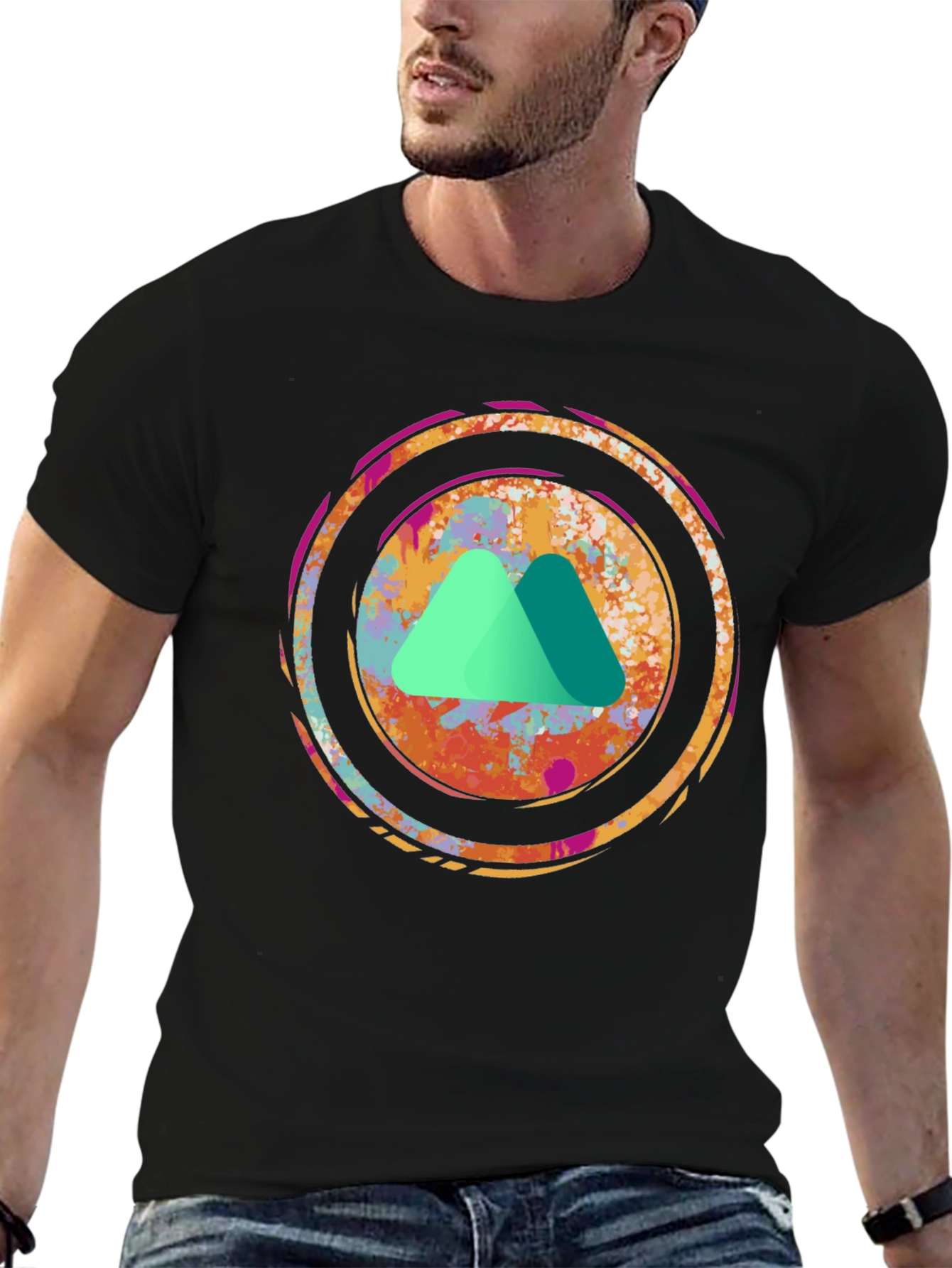 Abstract Mountain Graphic Tee - Black