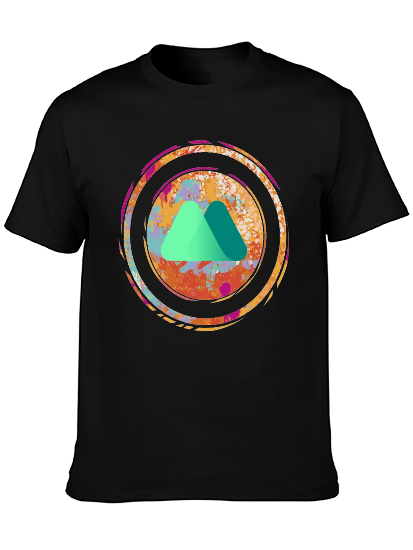 Abstract Mountain Graphic Tee - Black