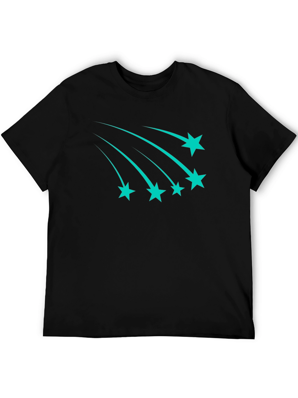 Black Tee with Teal Shooting Stars
