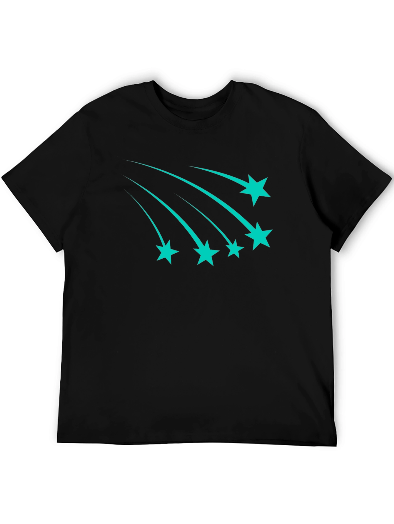 Black Tee with Teal Shooting Stars