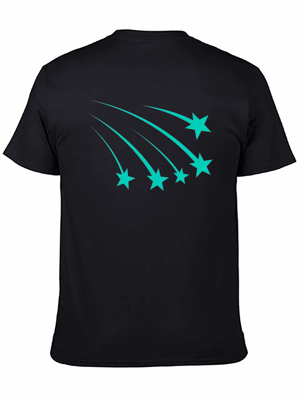 Black Tee with Teal Shooting Stars