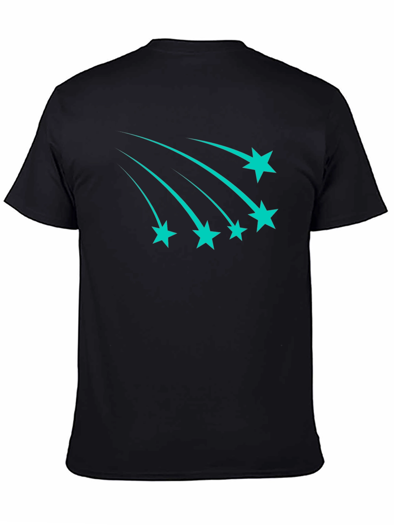 Black Tee with Teal Shooting Stars