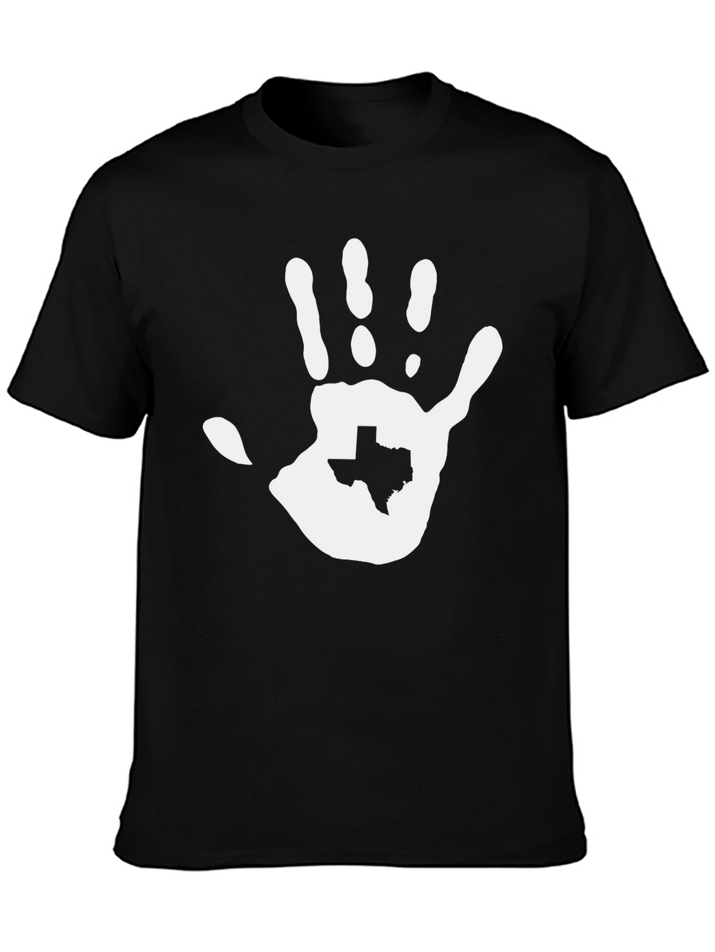 Texas Hand Print Graphic Tee - Black Cotton T-Shirt