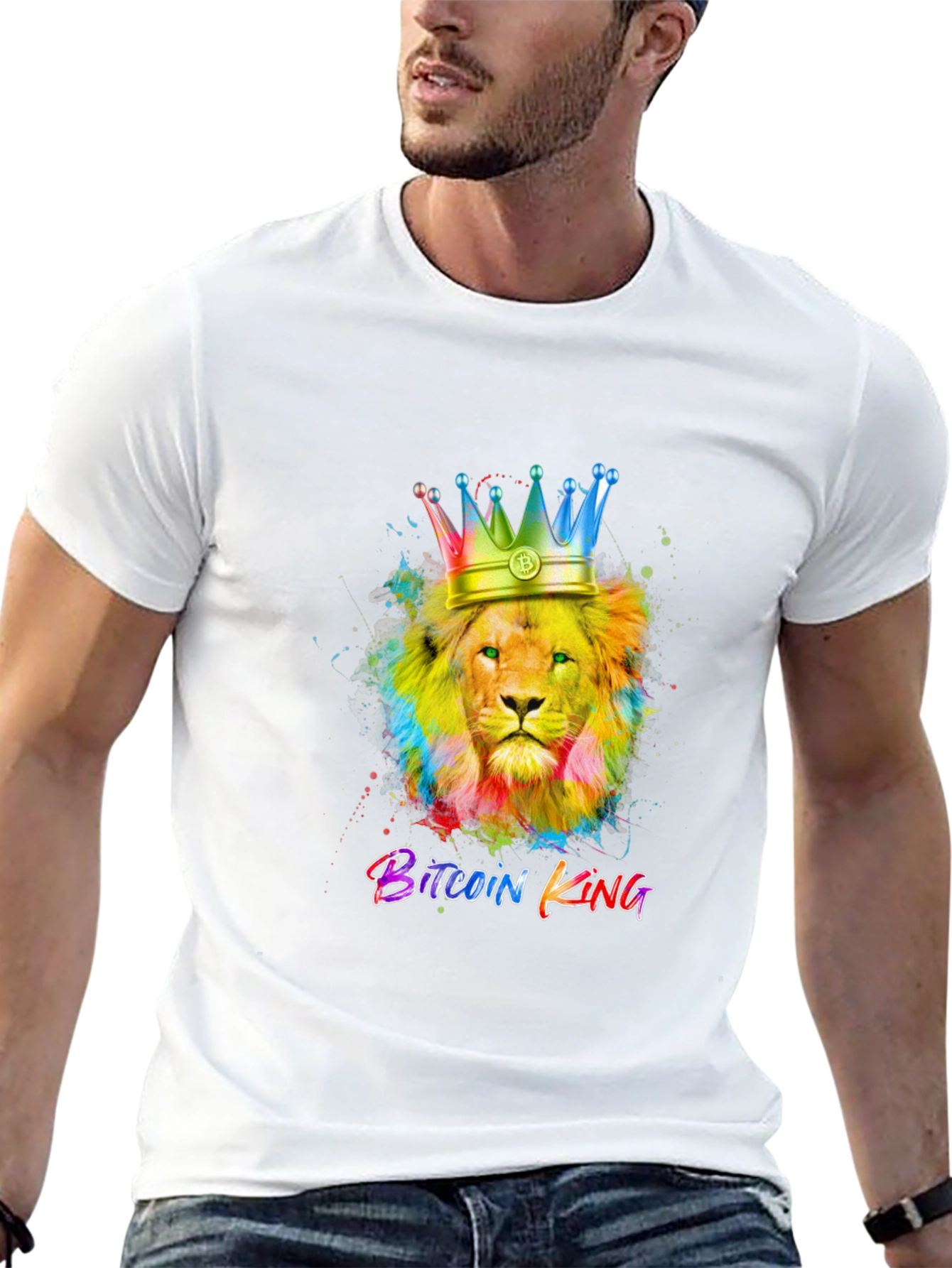 Bitcoin King Lion Graphic T-Shirt