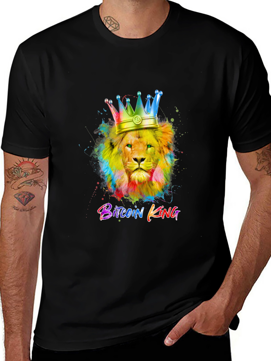 Bitcoin King Lion Graphic T-Shirt
