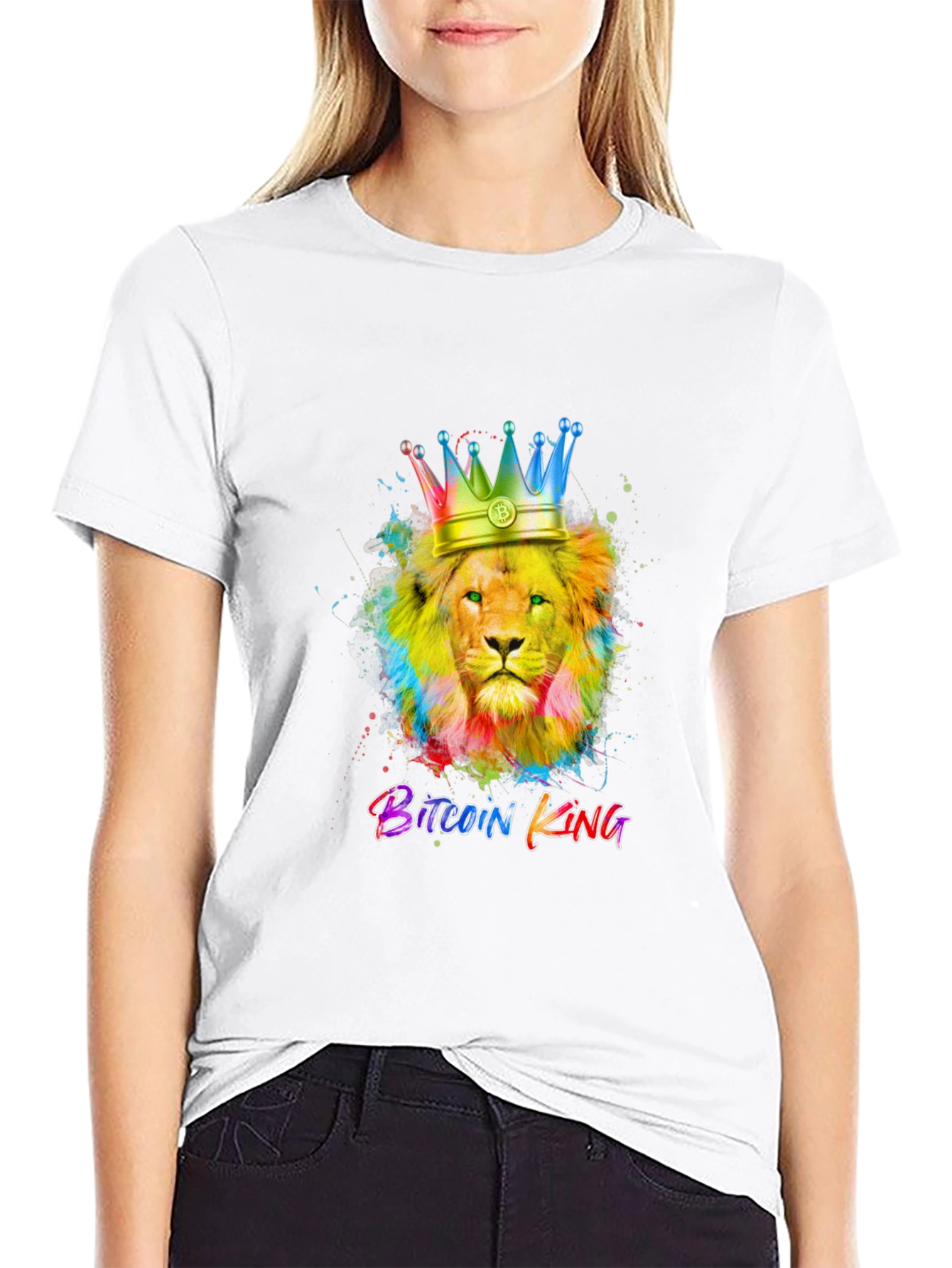 Bitcoin King Lion Graphic T-Shirt