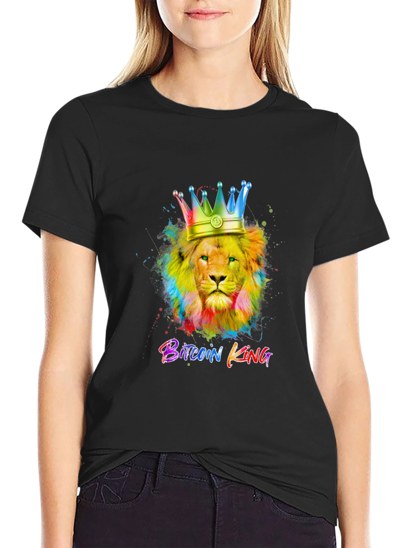 Bitcoin King Lion Graphic T-Shirt