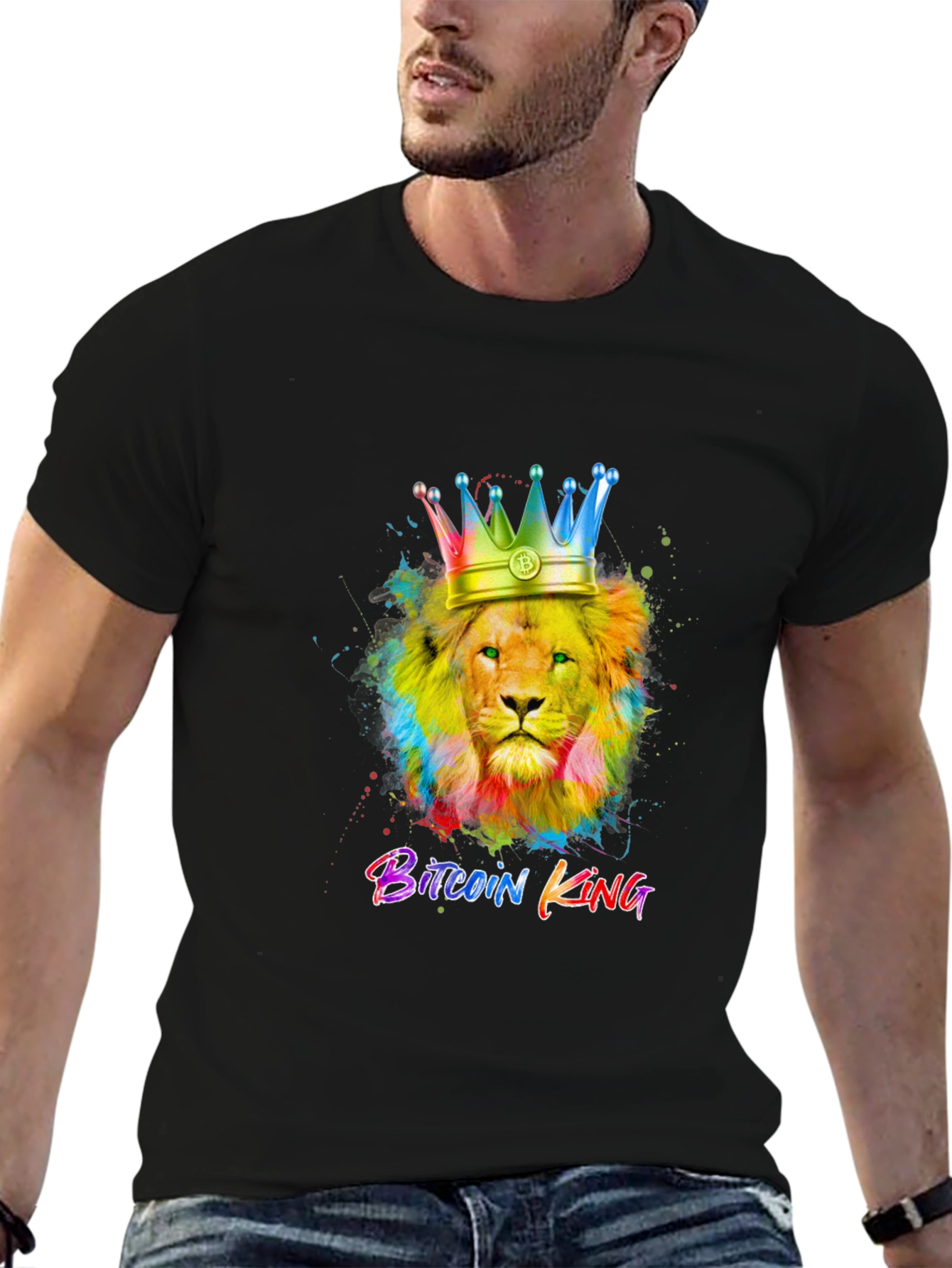 Bitcoin King Lion Graphic T-Shirt
