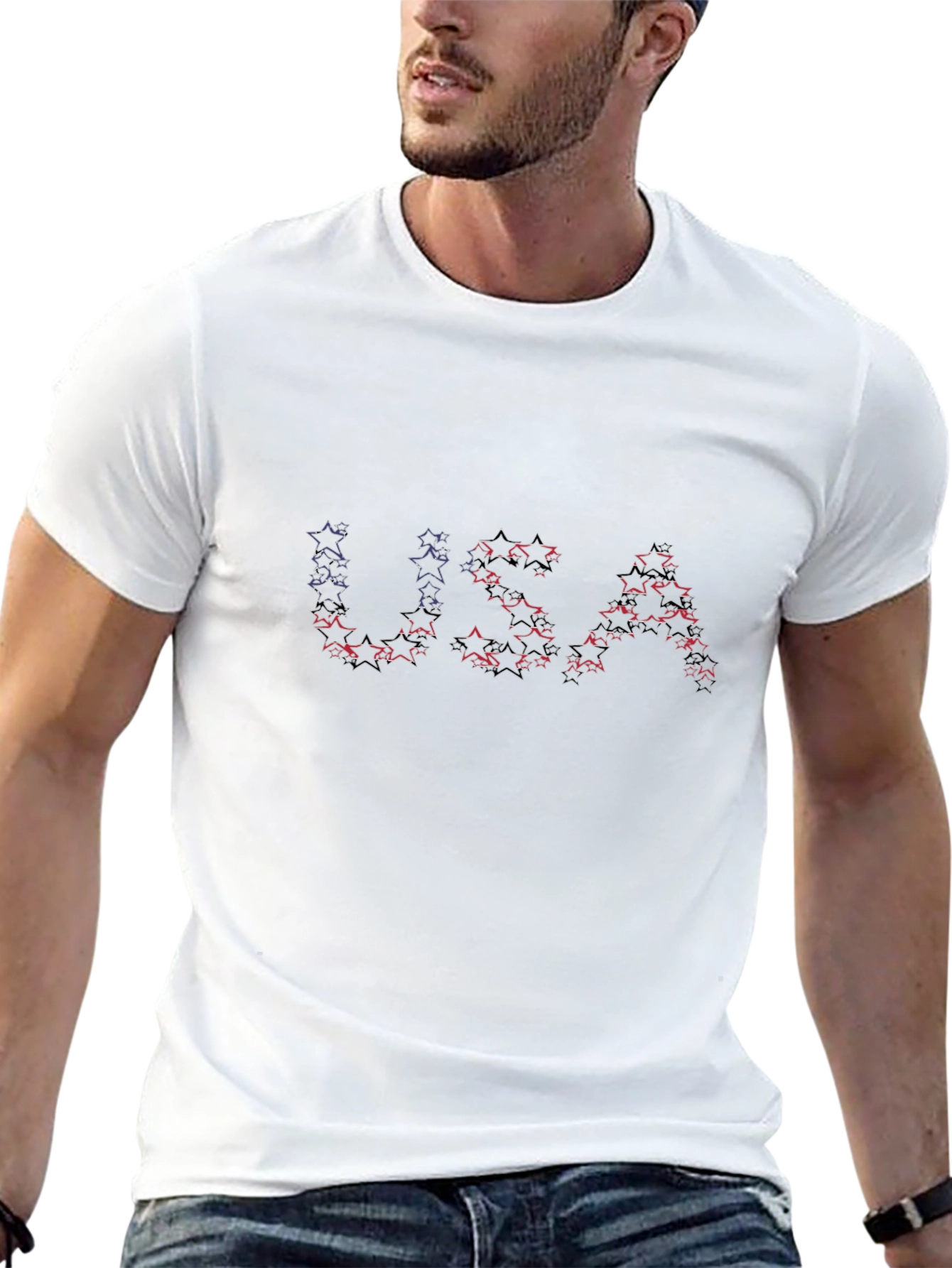 USA Star Graphic T-Shirt - Patriotic Tee