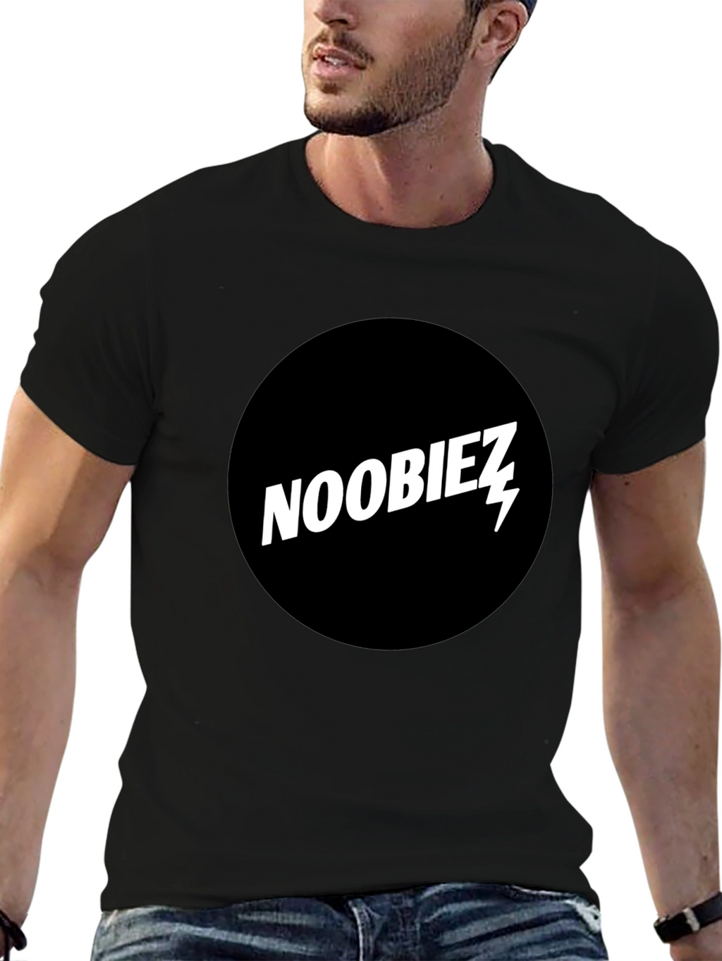 Noobiez Graphic Tee - Black Cotton Crew Neck T-Shirt