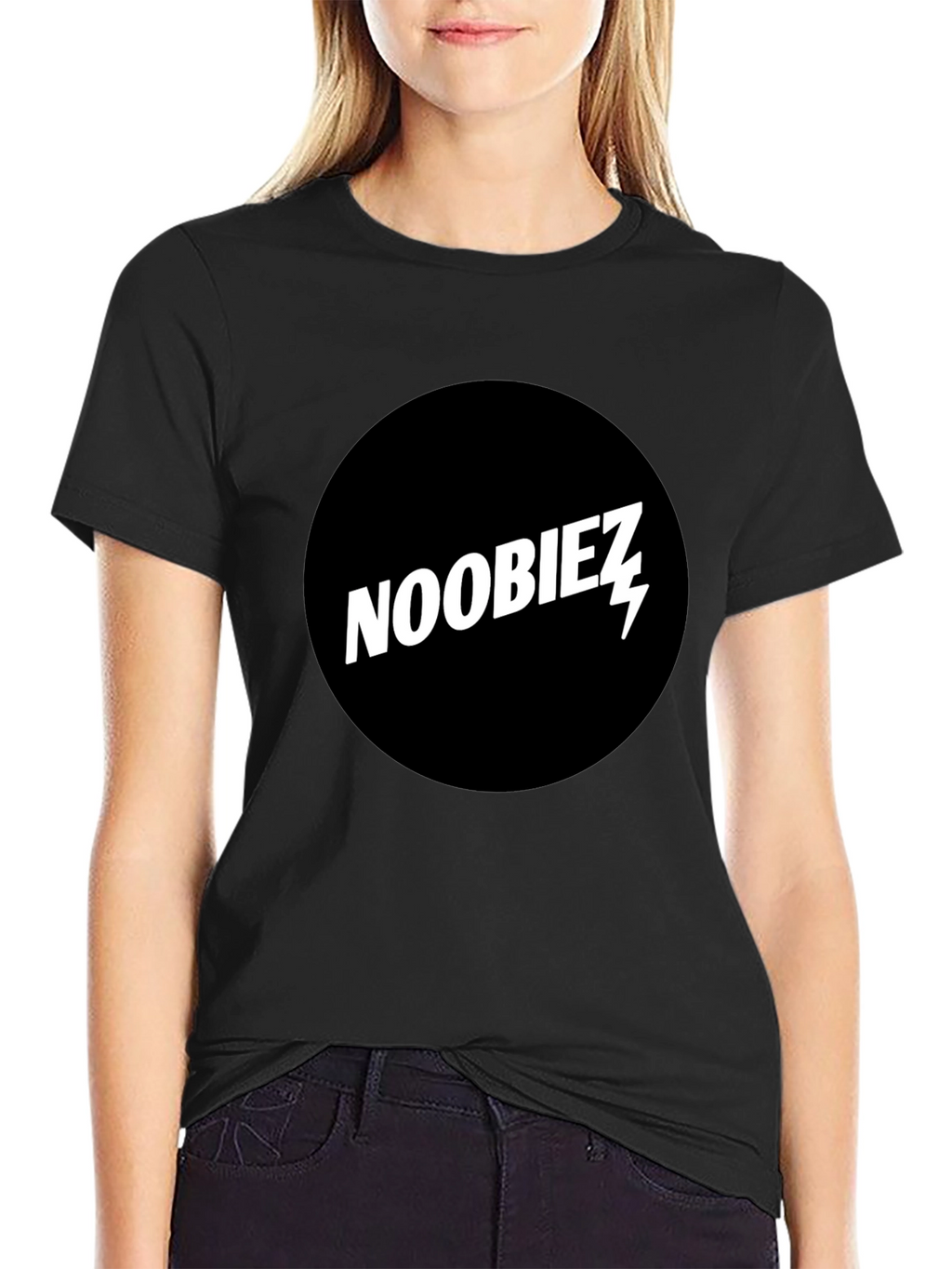 Noobiez Graphic Tee - Black Cotton Crew Neck T-Shirt
