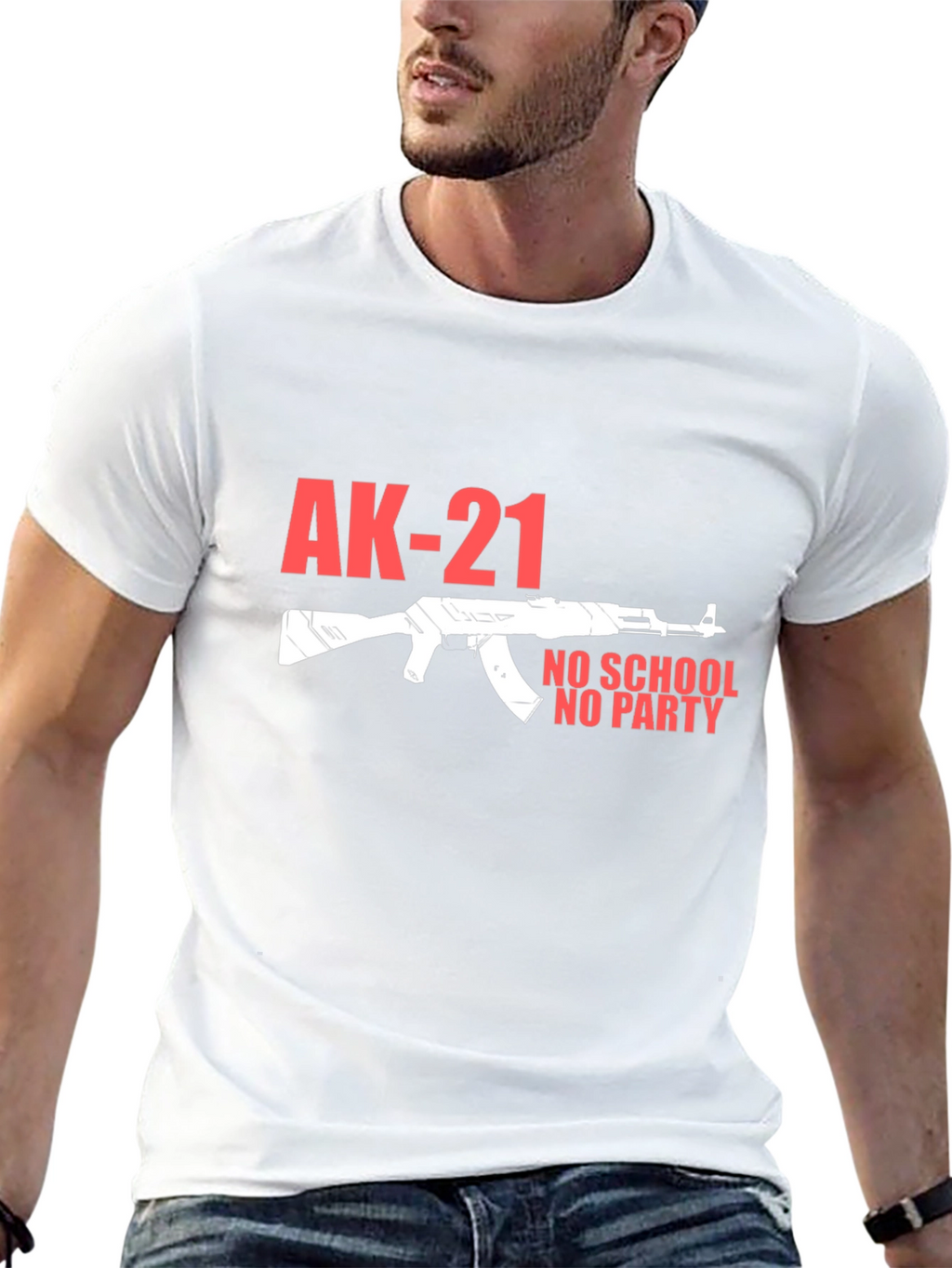 AK-21 No School No Party Black T-Shirt