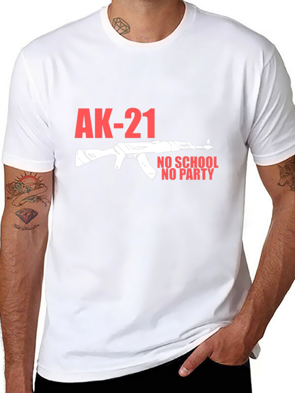 AK-21 No School No Party Black T-Shirt