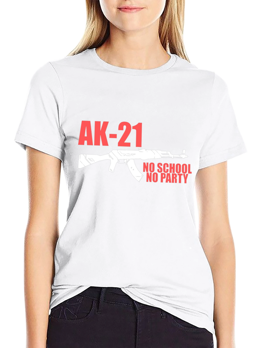 AK-21 No School No Party Black T-Shirt