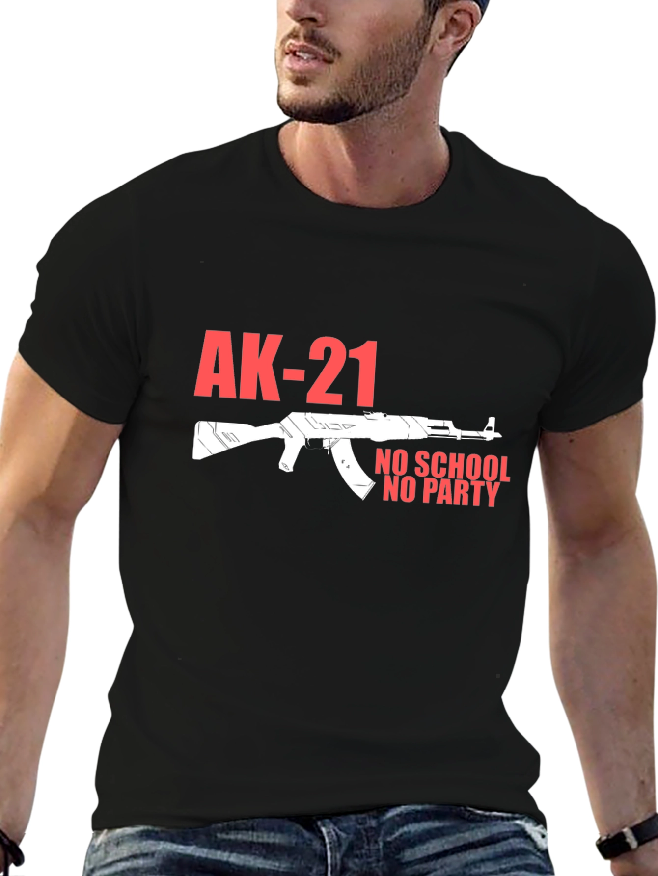 AK-21 No School No Party Black T-Shirt