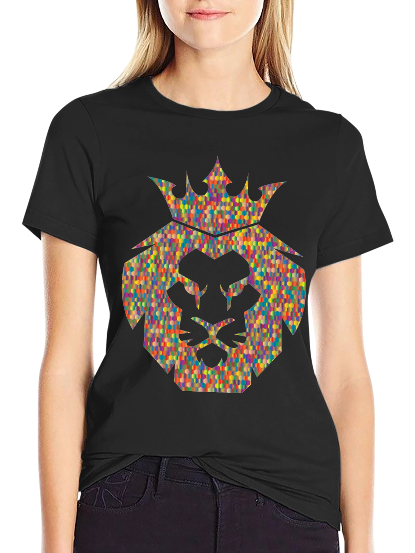 Lion Crown Graphic Tee - Stylish Mens Black T-Shirt