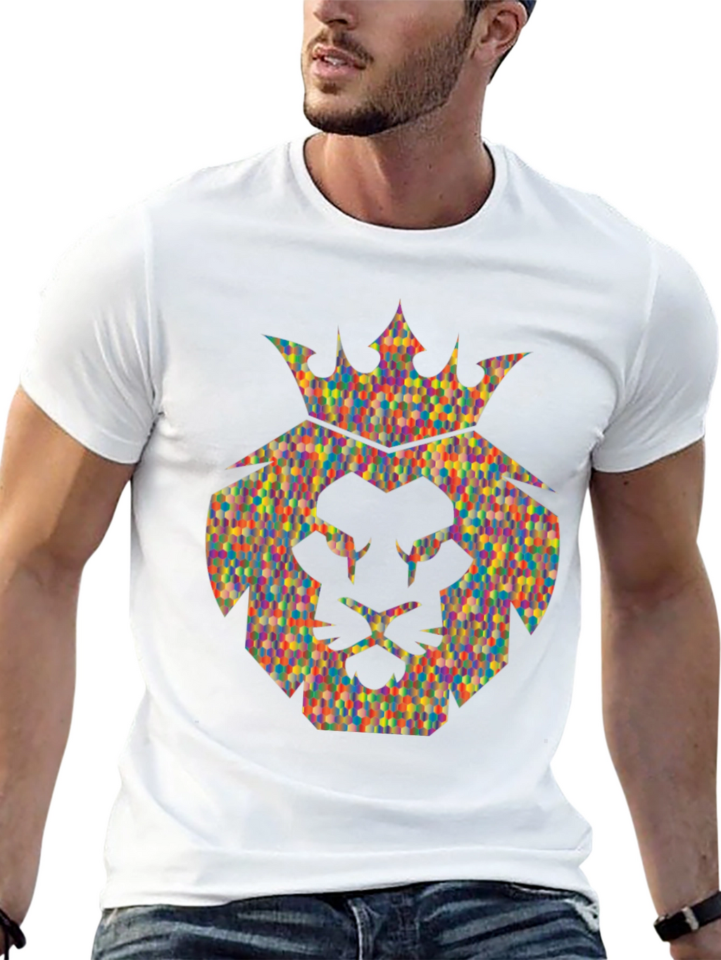 Lion Crown Graphic Tee - Stylish Mens Black T-Shirt