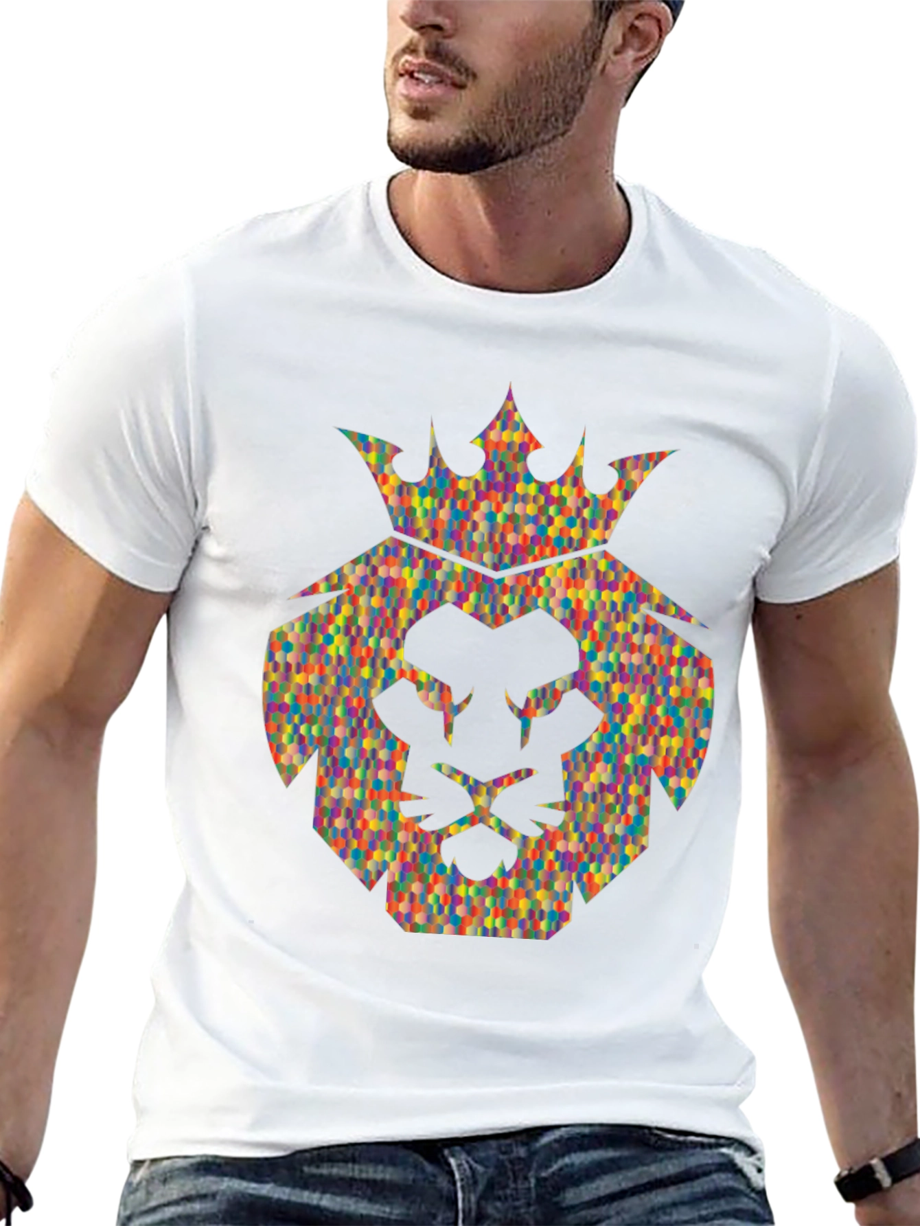 Lion Crown Graphic Tee - Stylish Mens Black T-Shirt
