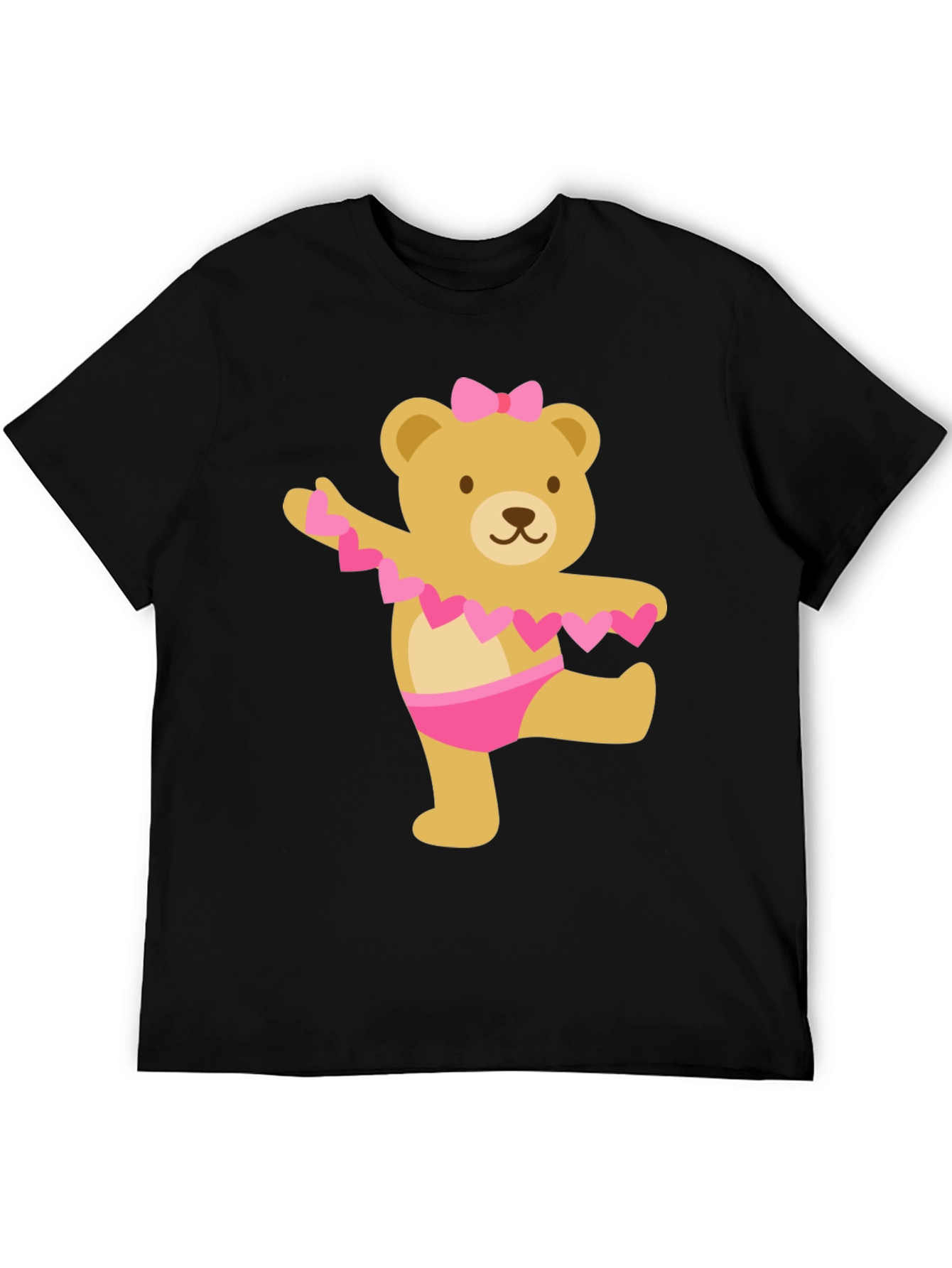 Cute Bear Ballet Dancer Black T-Shirt
