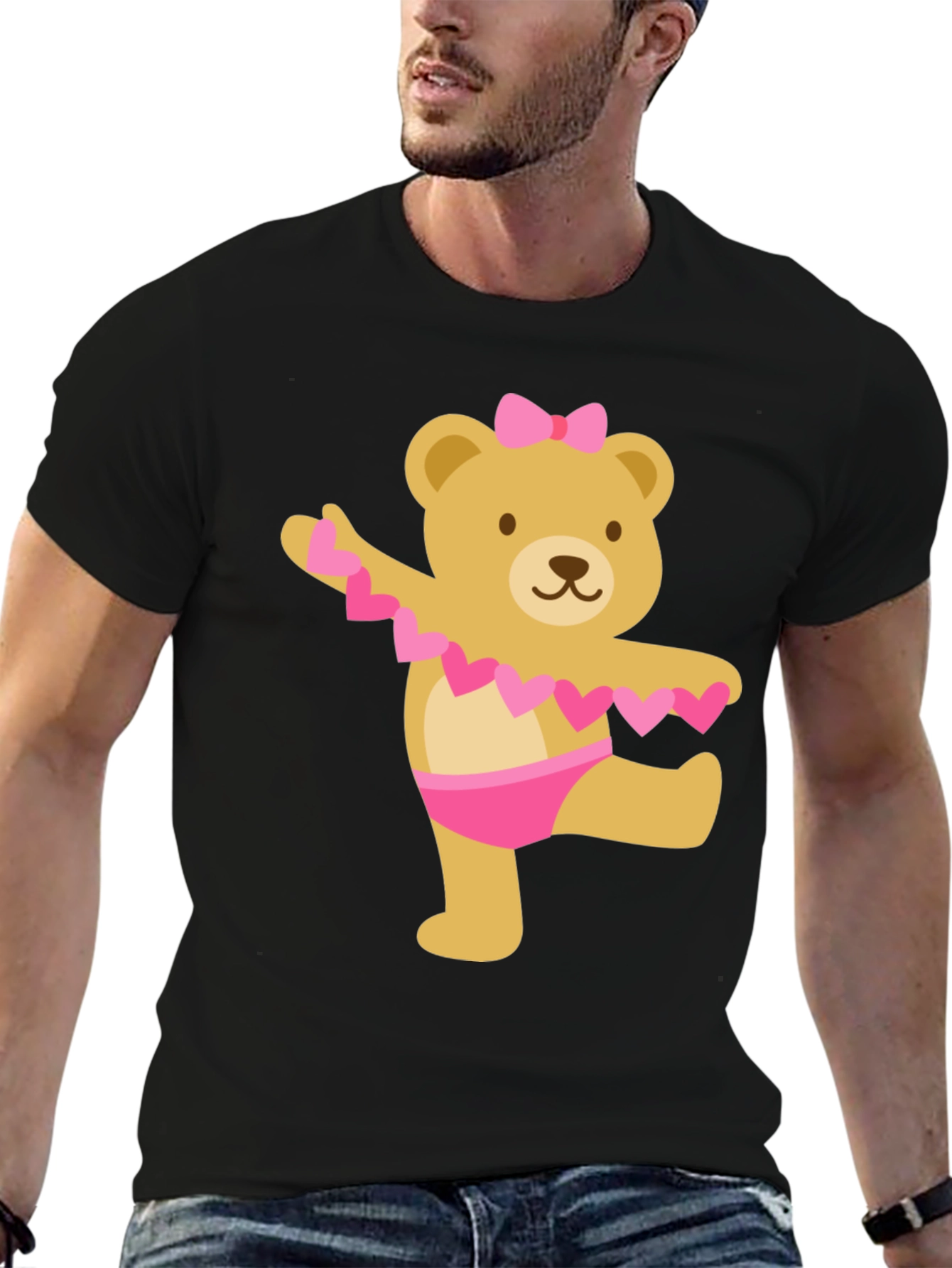 Cute Bear Ballet Dancer Black T-Shirt
