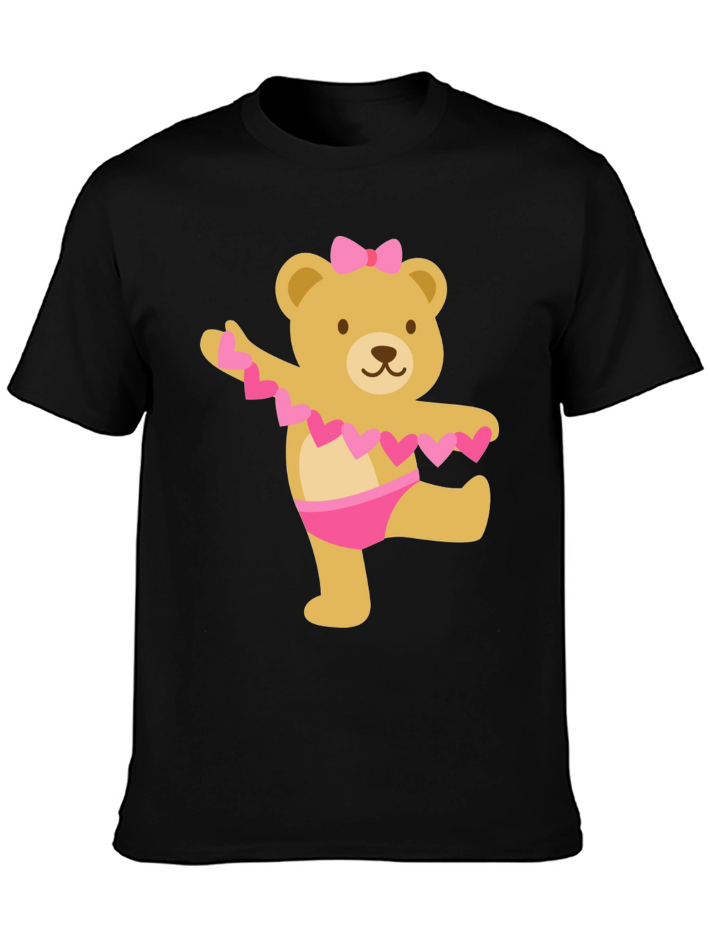 Cute Bear Ballet Dancer Black T-Shirt
