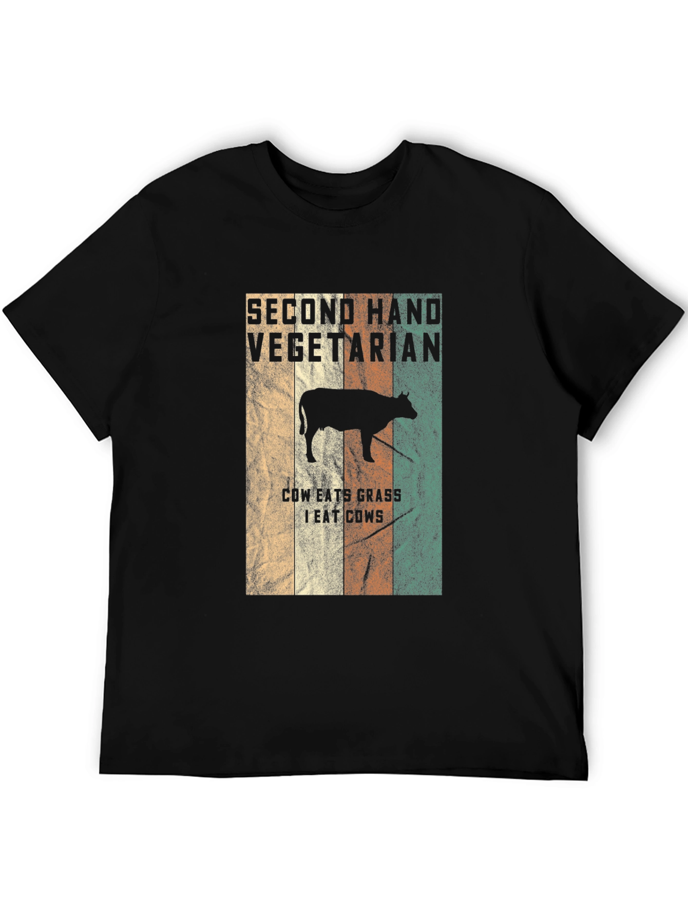 Second Hand Vegetarian T-Shirt Funny Cow Graphic Tee