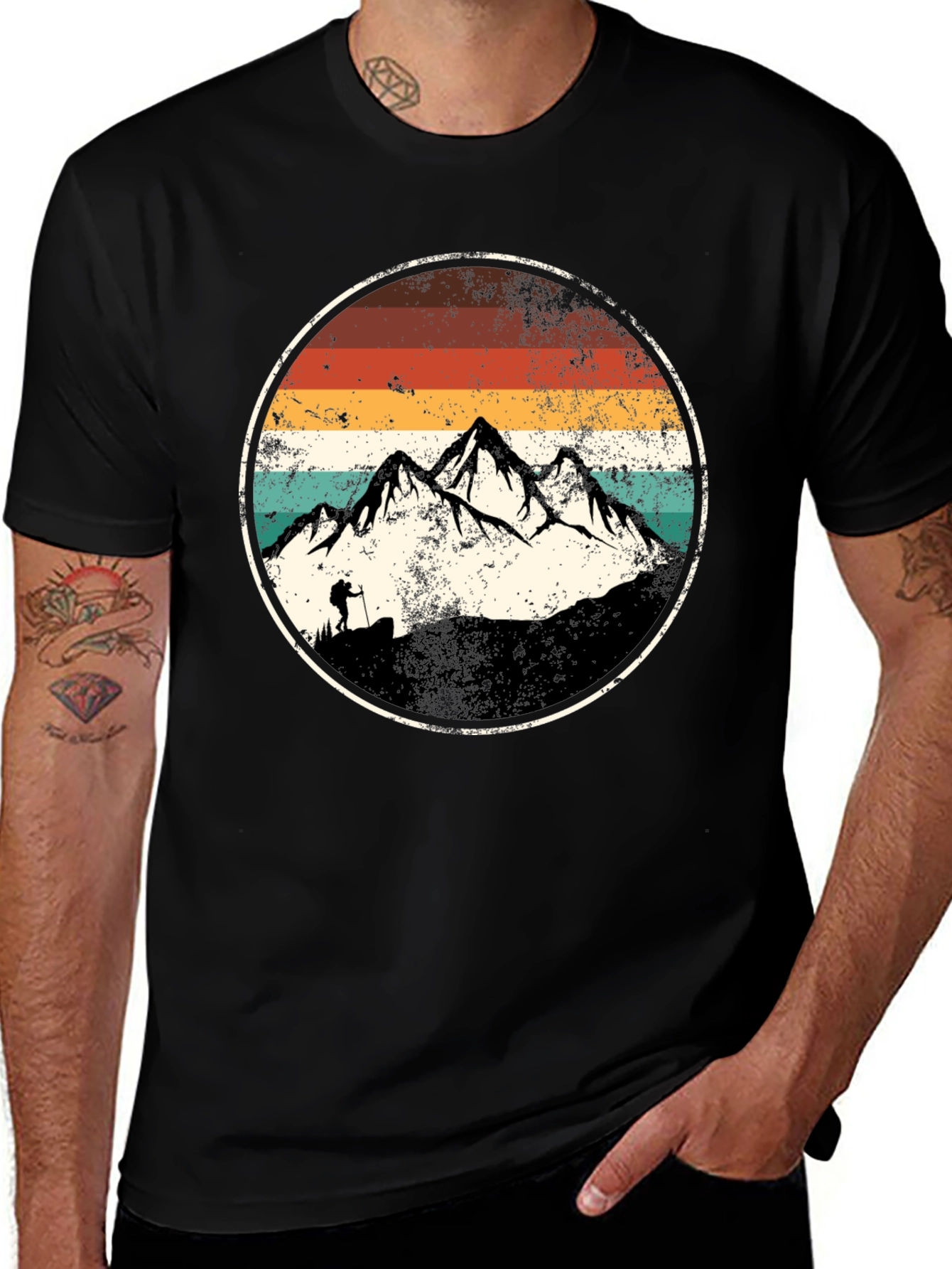 Vintage Mountain Hiker Graphic T-Shirt