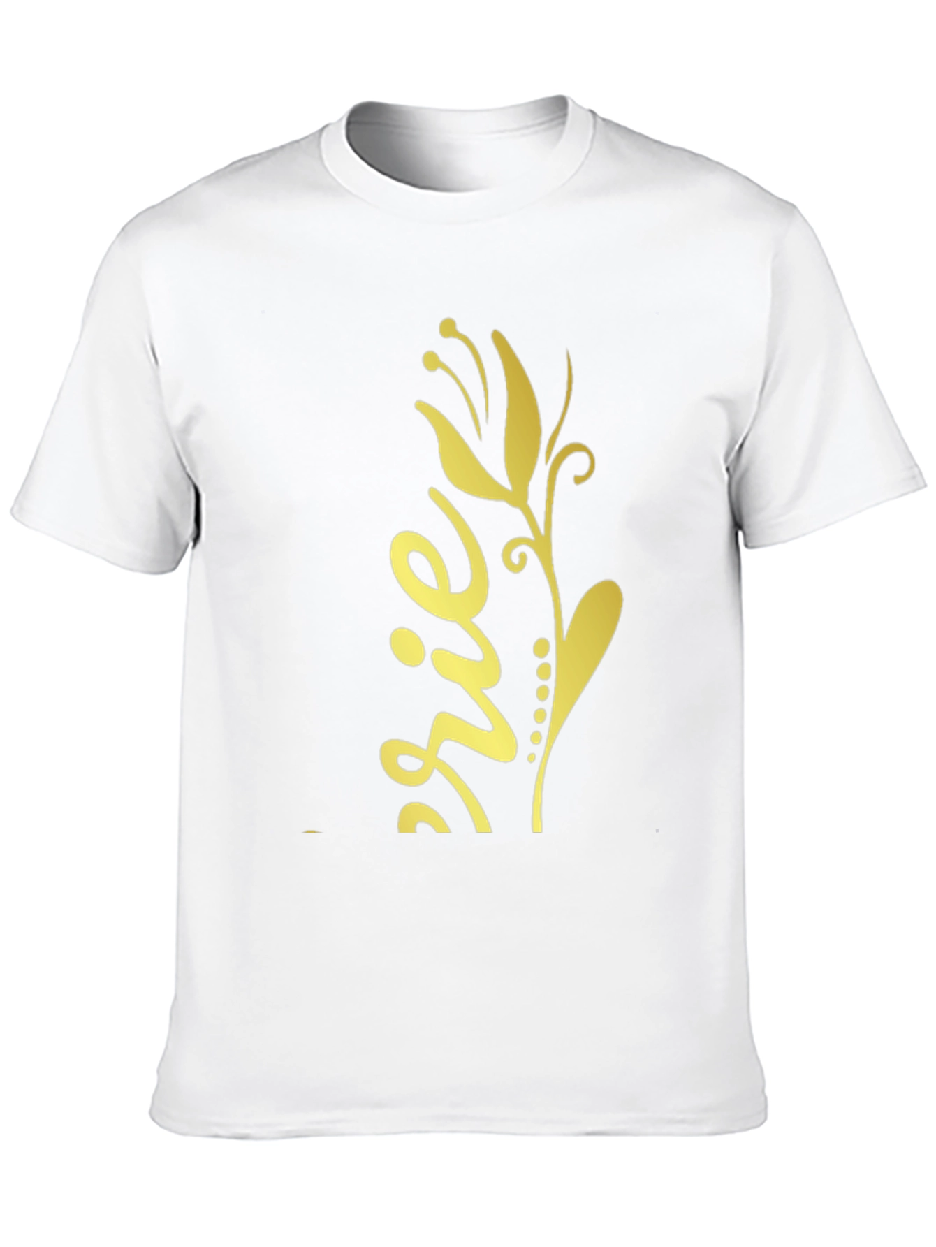 Black T-Shirt with Gold Floral Design