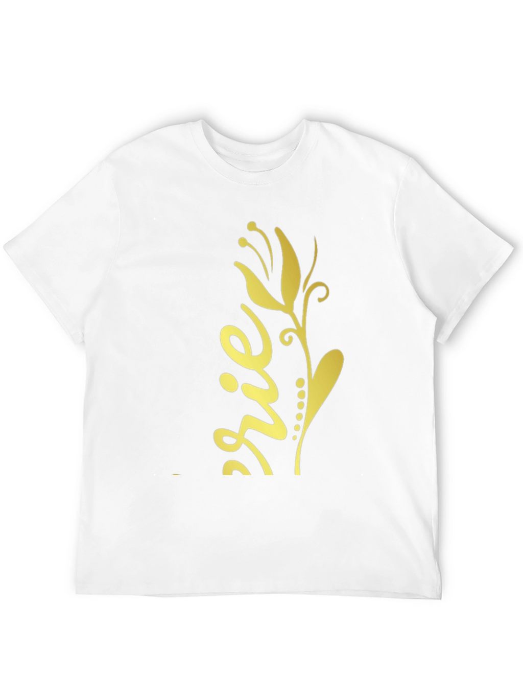 Black T-Shirt with Gold Floral Design