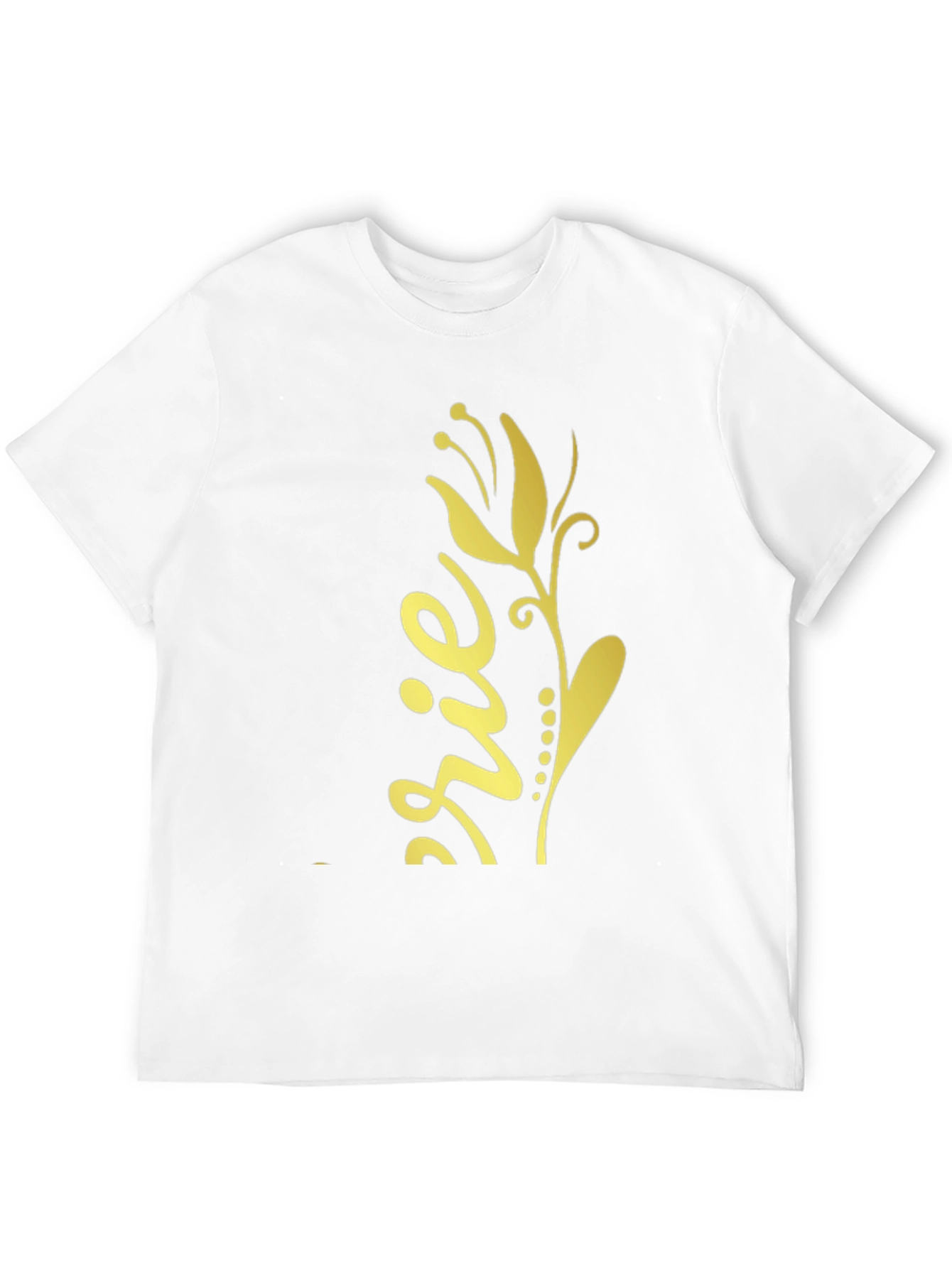 Black T-Shirt with Gold Floral Design