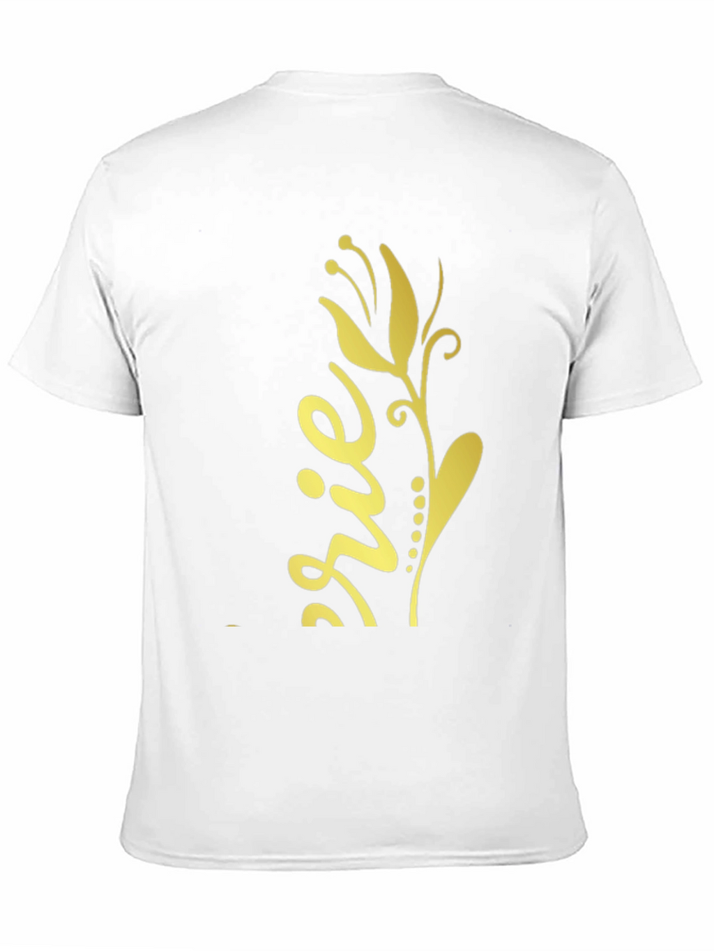 Black T-Shirt with Gold Floral Design