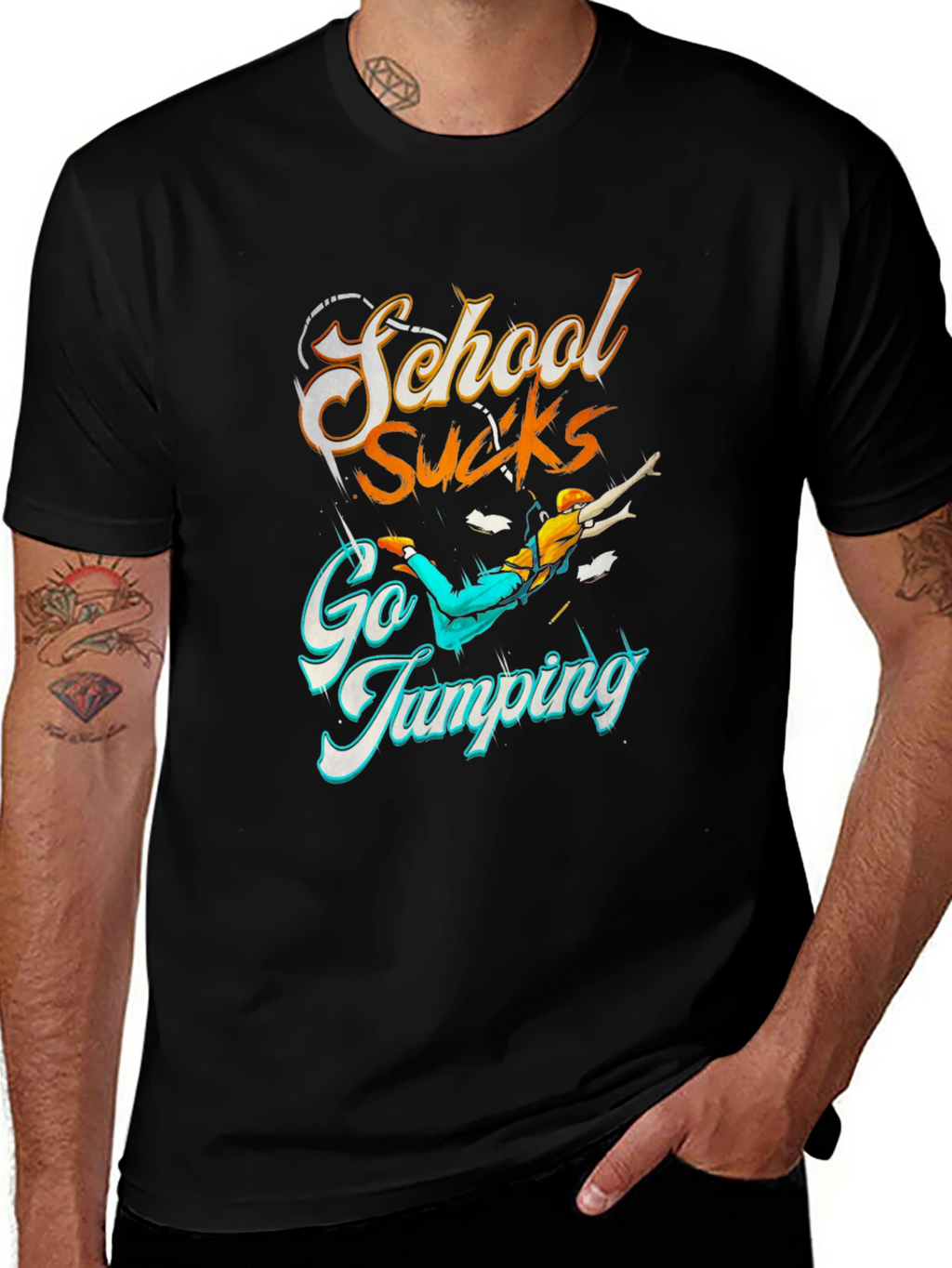 School Sucks Go Jumping Black T-Shirt