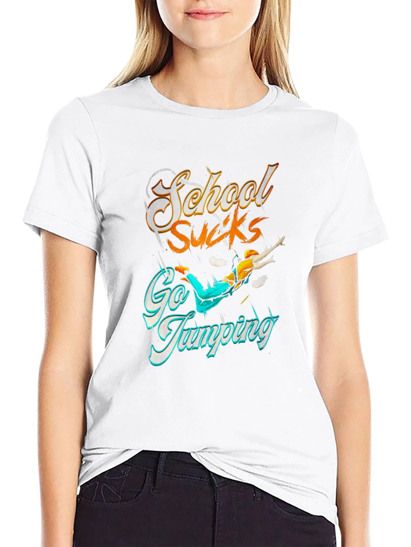 School Sucks Go Jumping Black T-Shirt