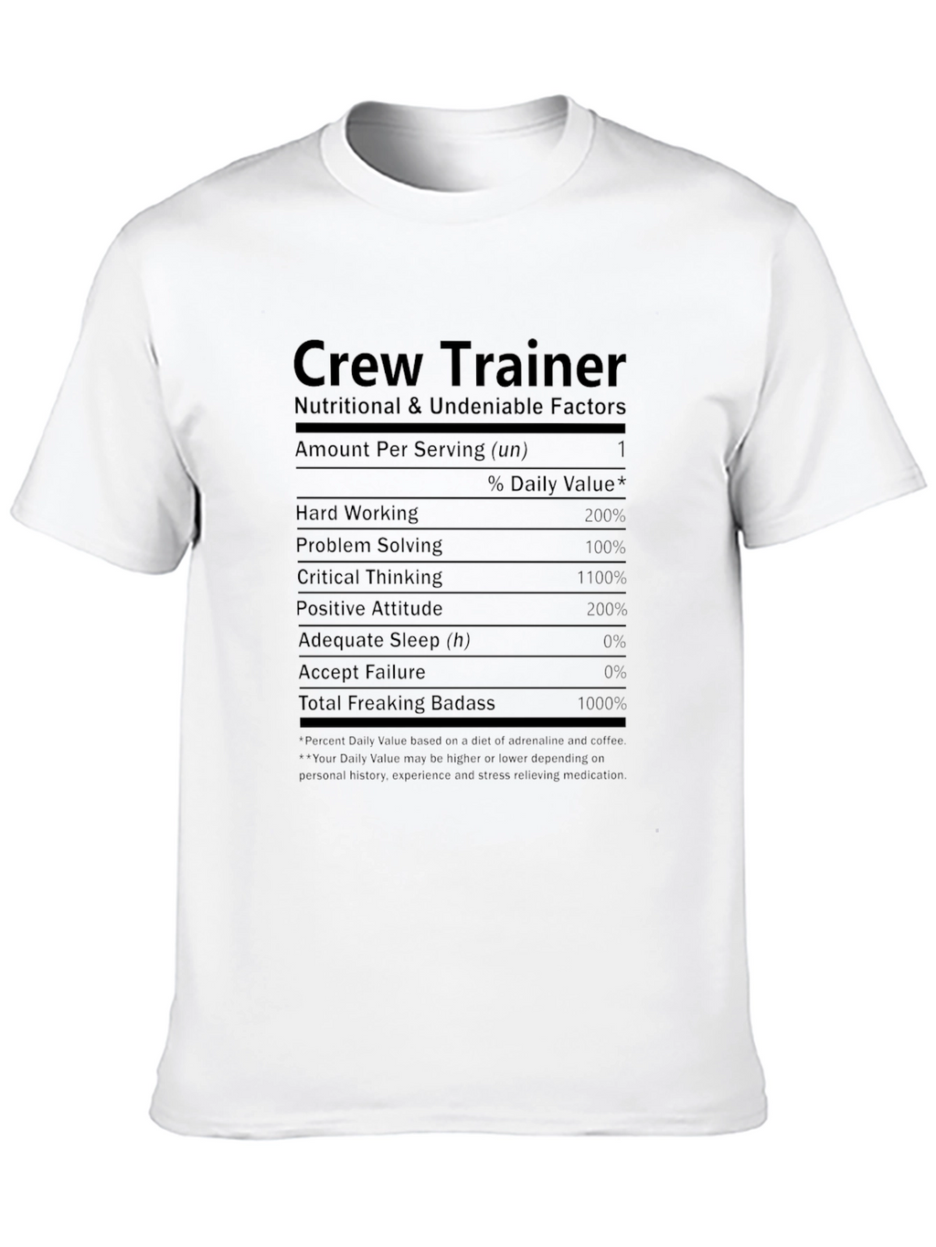 Crew Trainer Nutritional Facts Black T-Shirt
