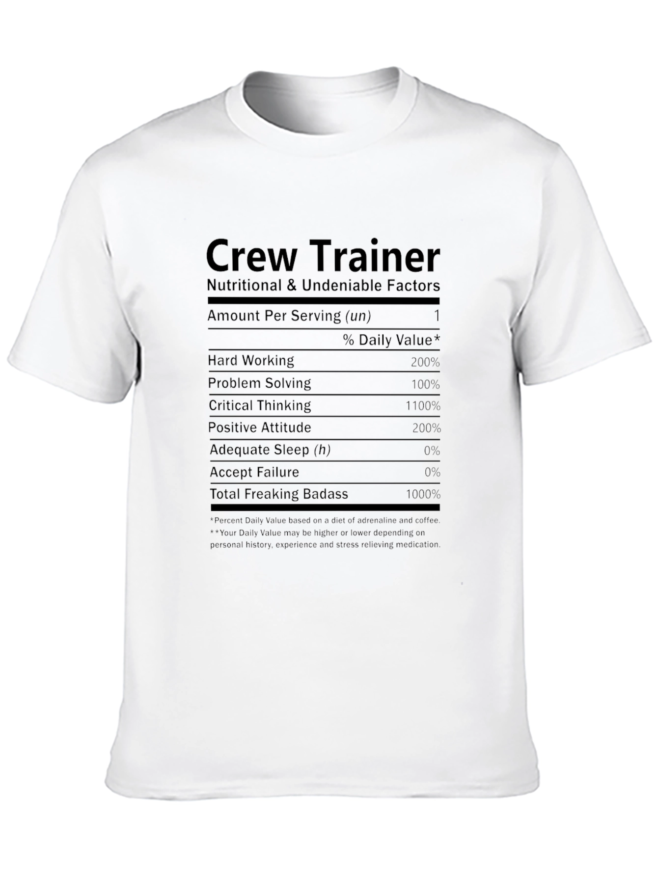 Crew Trainer Nutritional Facts Black T-Shirt