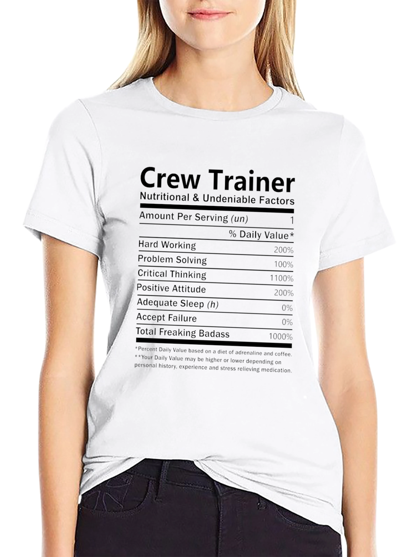Crew Trainer Nutritional Facts Black T-Shirt