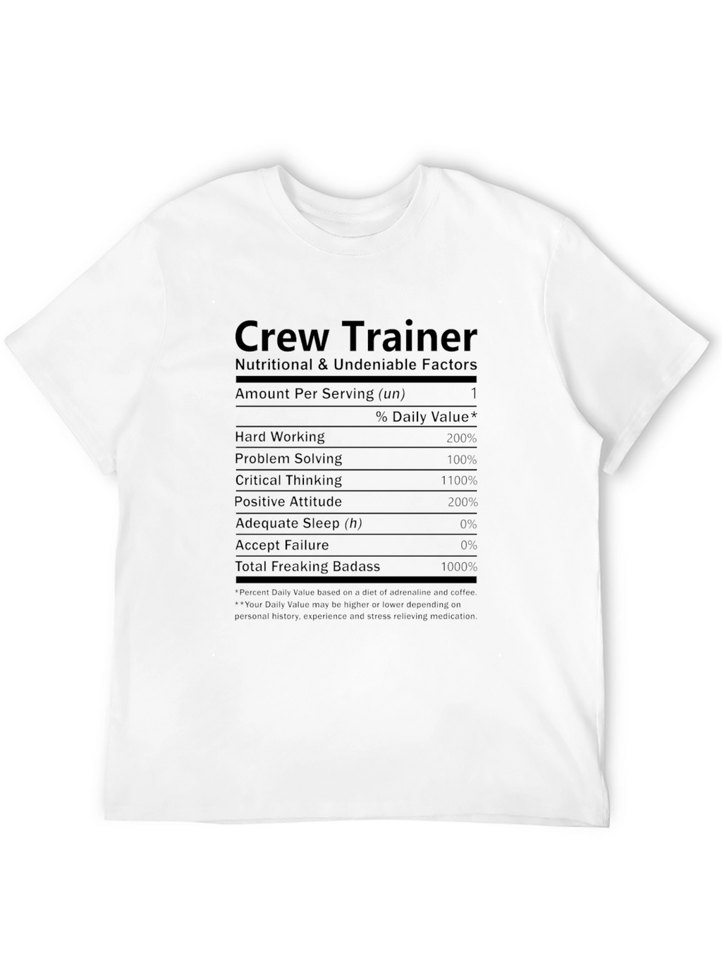 Crew Trainer Nutritional Facts Black T-Shirt