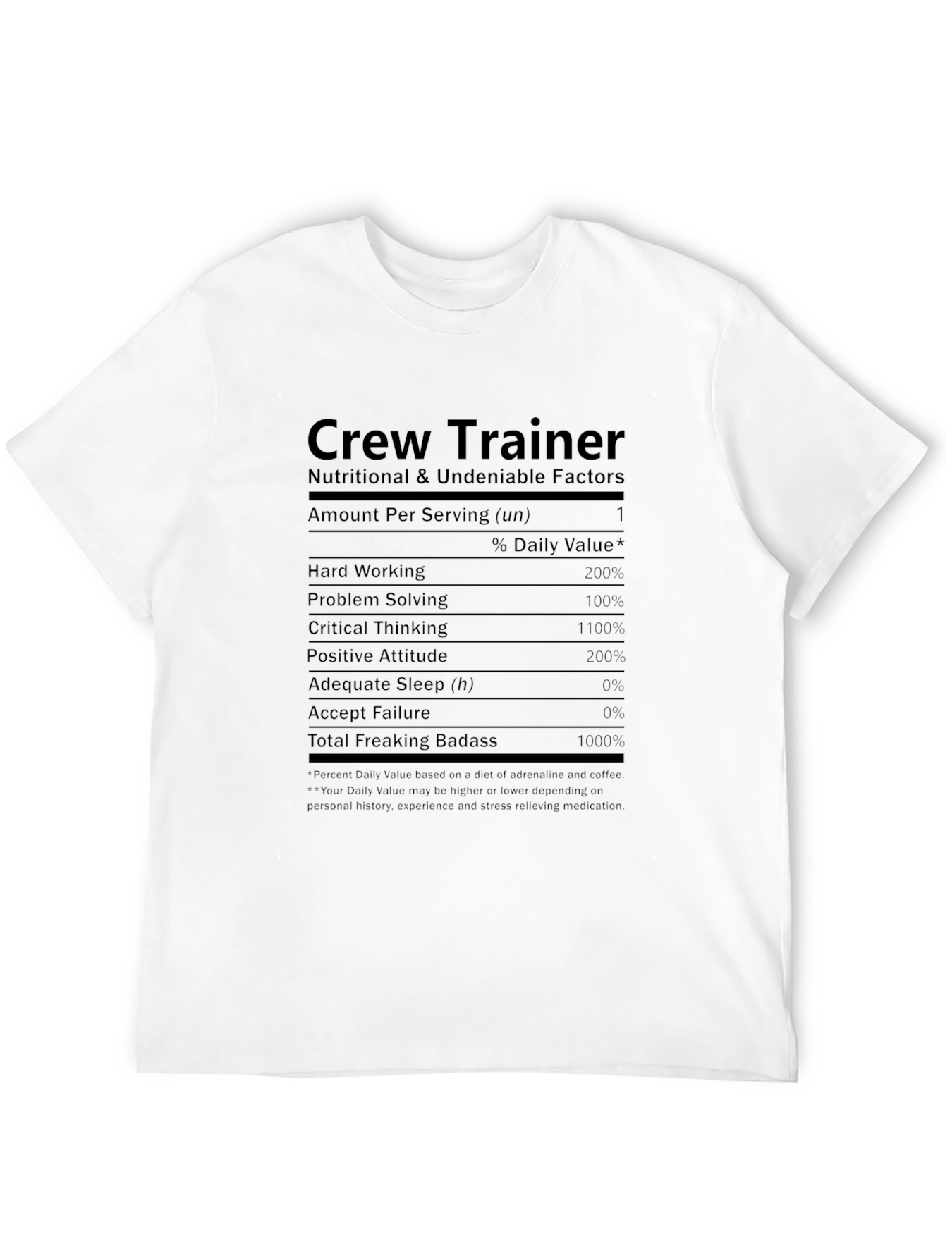 Crew Trainer Nutritional Facts Black T-Shirt