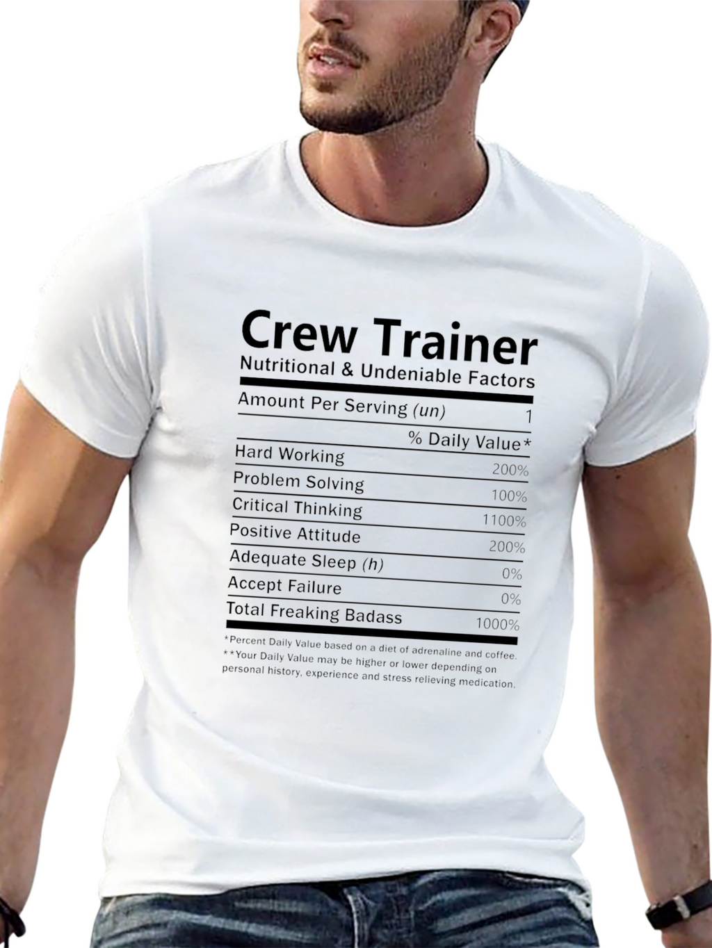 Crew Trainer Nutritional Facts Black T-Shirt