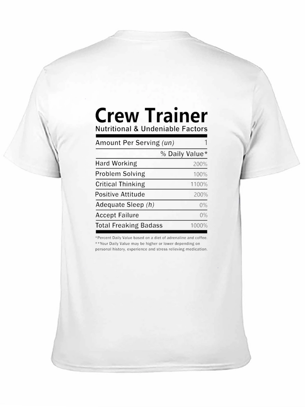Crew Trainer Nutritional Facts Black T-Shirt