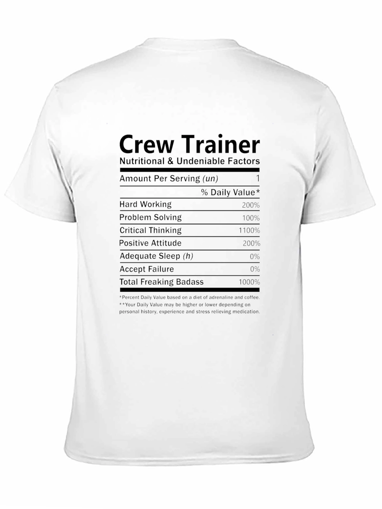 Crew Trainer Nutritional Facts Black T-Shirt