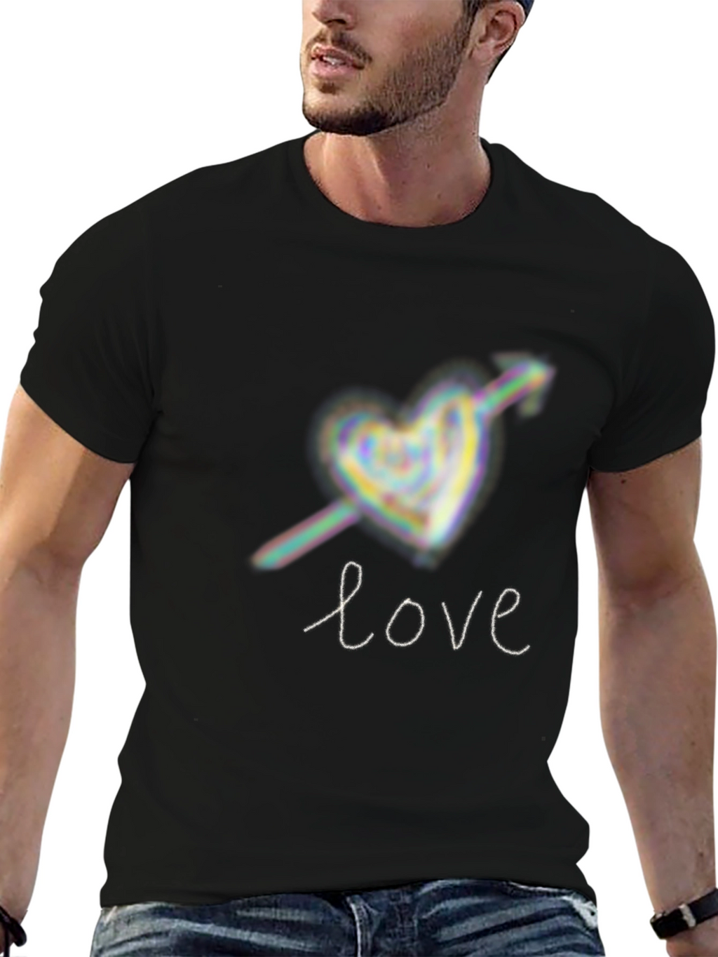Love Heart Arrow Graphic Tee - Black