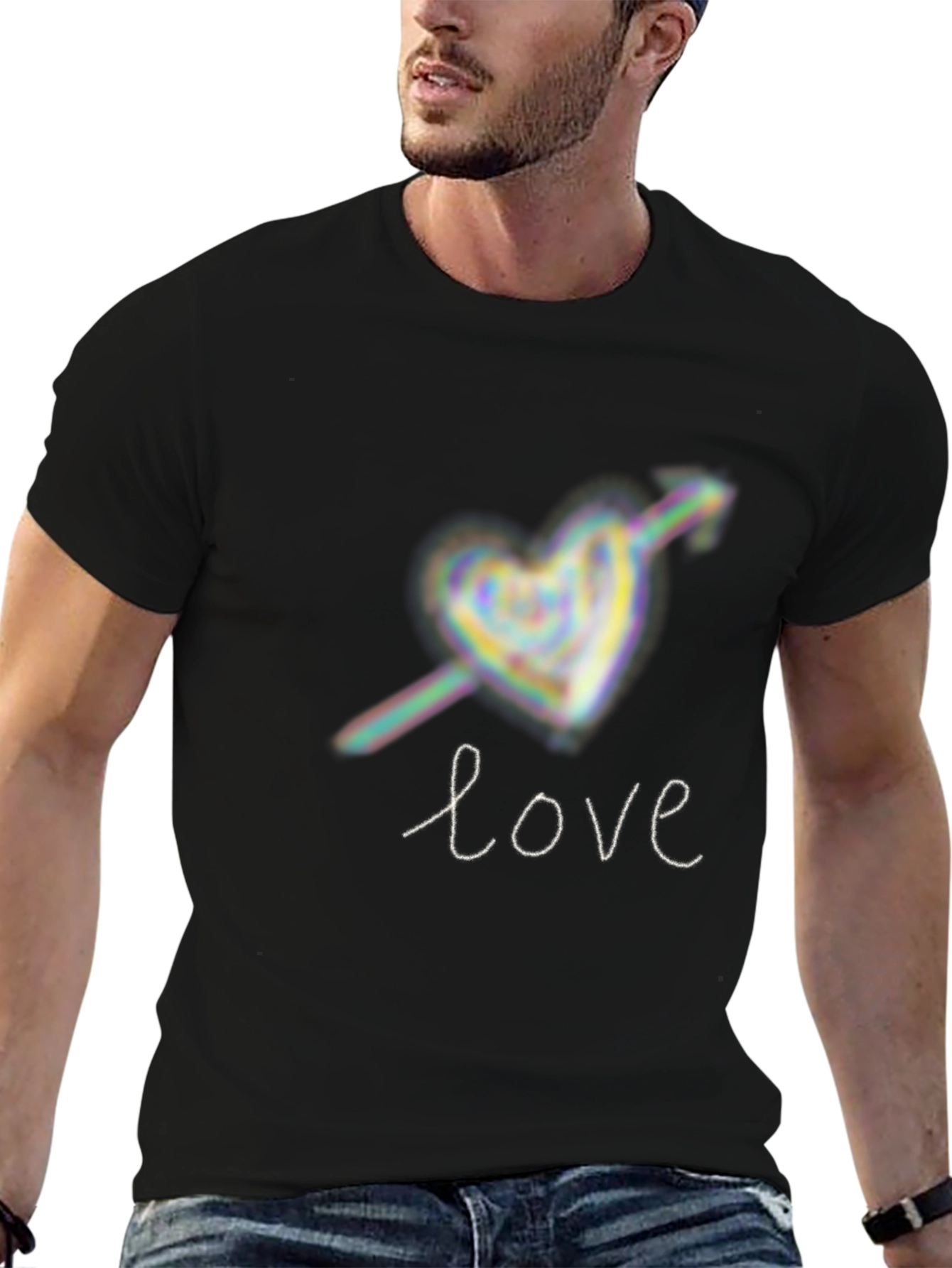 Love Heart Arrow Graphic Tee - Black