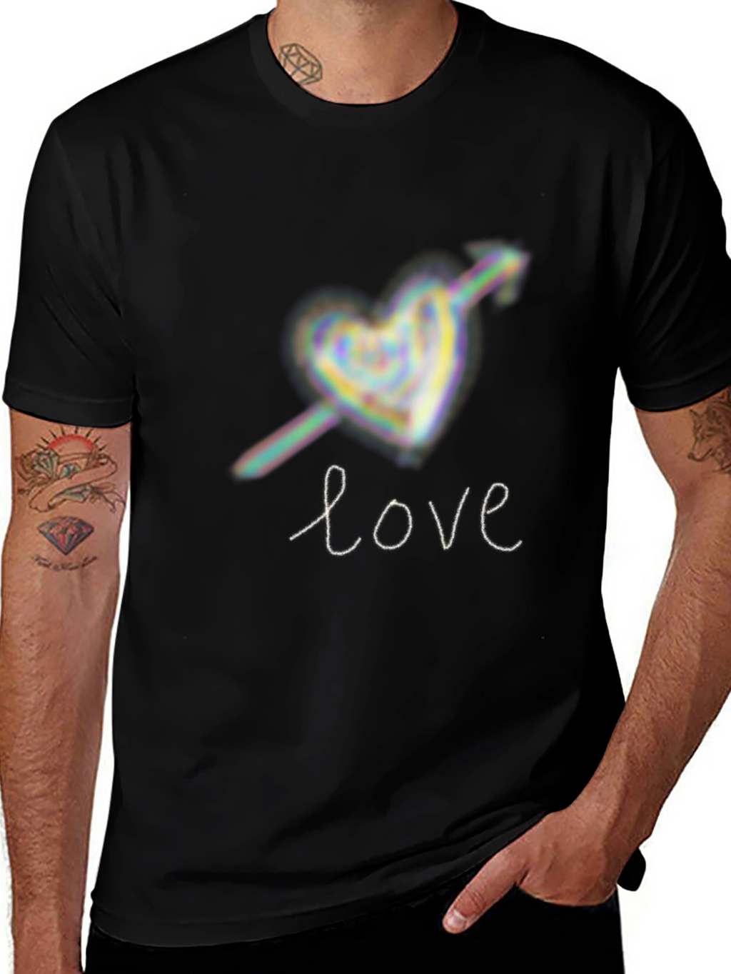 Love Heart Arrow Graphic Tee - Black