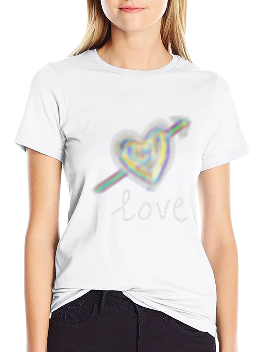 Love Heart Arrow Graphic Tee - Black