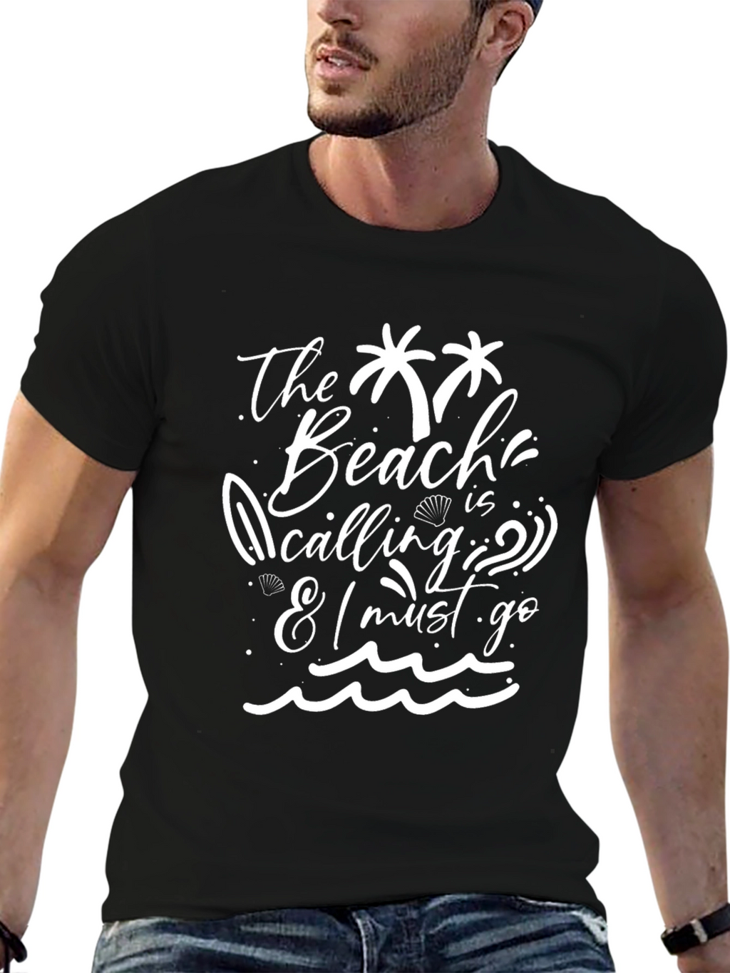 The Beach Is Calling Black T-Shirt