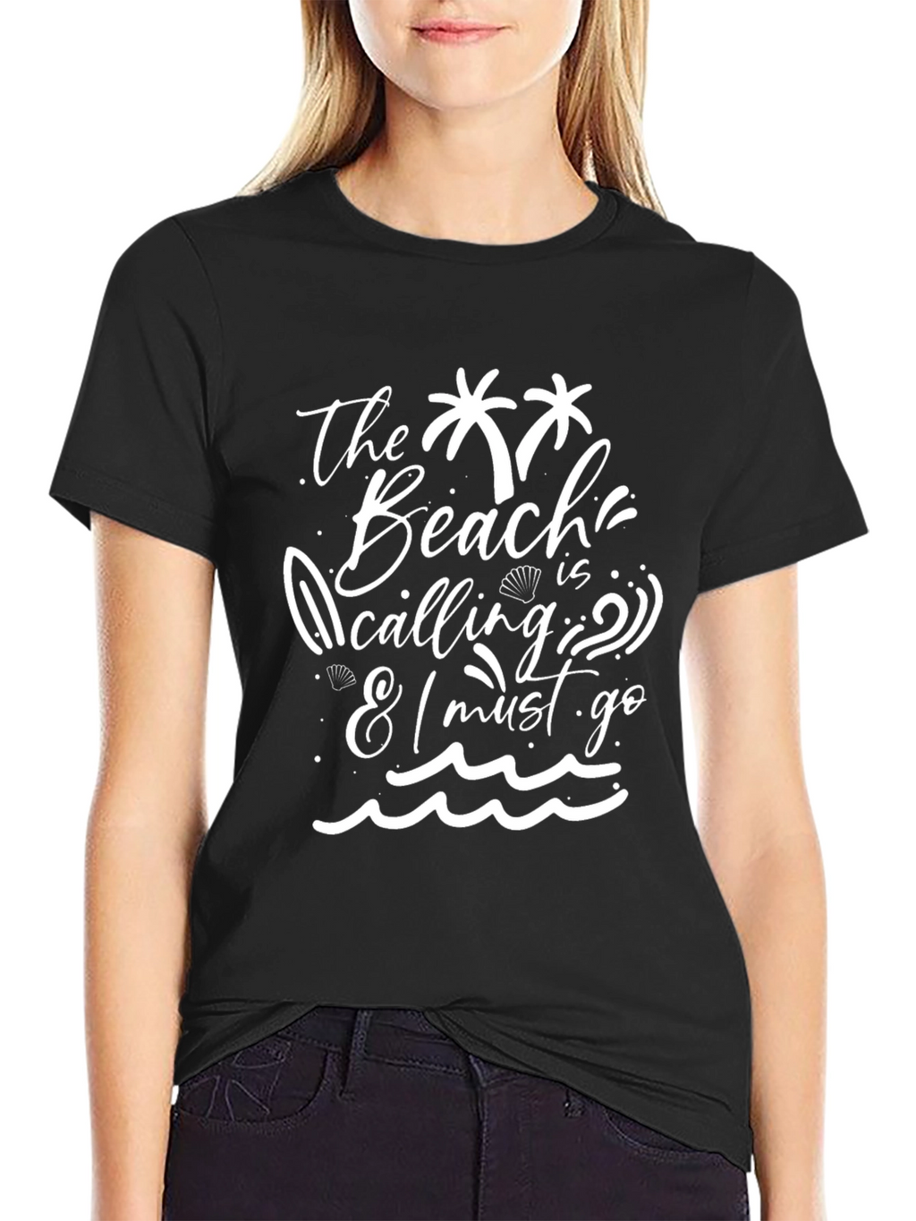 The Beach Is Calling Black T-Shirt