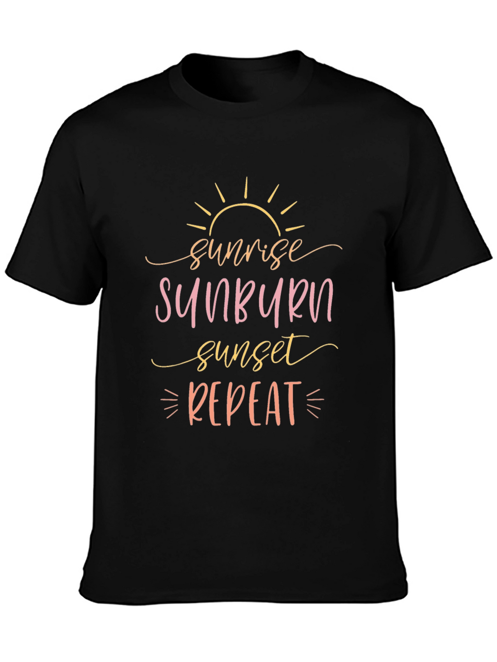 Sunrise Sunburn Sunset Repeat Black T-Shirt