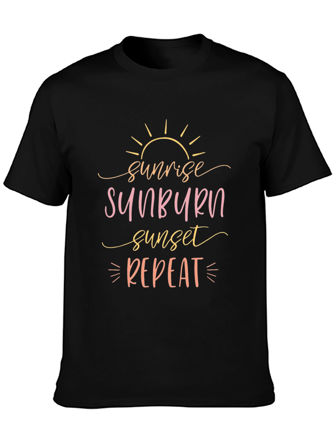 Sunrise Sunburn Sunset Repeat Black T-Shirt